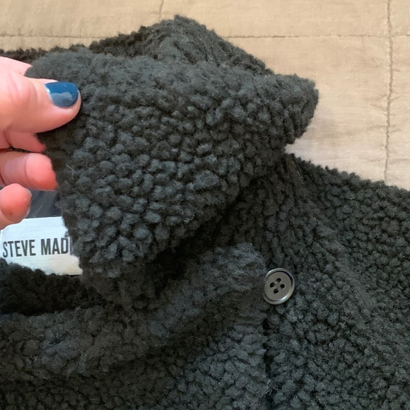 NEW Steve Madden Black Teddy Jacket Puffer Detailed Size M - Picture 11 of 13